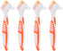 Healifty 4 Pcs Hard Denture Brush - Double Sided Toothbrush for Fake Teeth Cleaning (Orange)