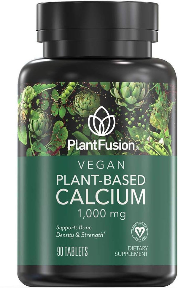 PlantFusion Vegan Calcium, Premium Plant Based Calcium (1000mg) with Magnesium, D3, K2, Boron, 90 Vegan Tablets