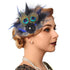 Yokawe 20s Elegant Black Peacock Feather Hair Clip with Flowers, Gatsby Party Accessories for Women