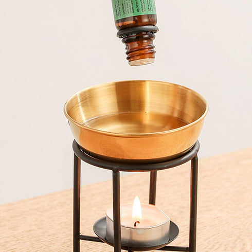 Qsvbeeqj Essential Oil Diffuser Oil Burning Stand with Stainless Steel Bowl Oil Diffuser for Long Fragranced in Any