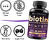 Biotin with Hyaluronic Acid, Collagen and Keratin – 25000 mcg Hair Growth Vitamins for Men and Women – 60 Capsules