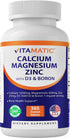 Vitamatic Calcium Magnesium Zinc D3 Boron | 365 Coated Tablets Supplement | Calcium 1200 mg, Magnesium 420mg, Zinc