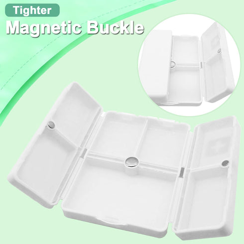 Wopanxye 7-Day 7 Small Magnetic Pill Case, Weekly Pill Box Container, Compartments Medicine Organizer Dispenser, Travel