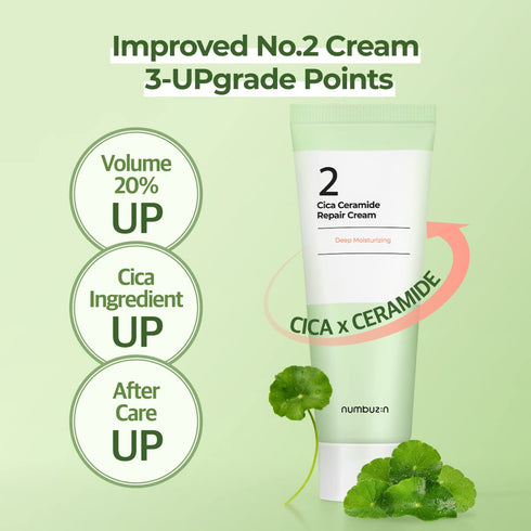 numbuzin No.2 Cica Ceramide Repair Cream | Facial Moisturizer with Centella Asiatica, Real Ceramide, 2.02 fl oz