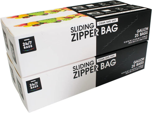 Gallon Slider Storage Bags - 100 Count, Microwave-Safe, Zero BPA (4 boxes of 25)