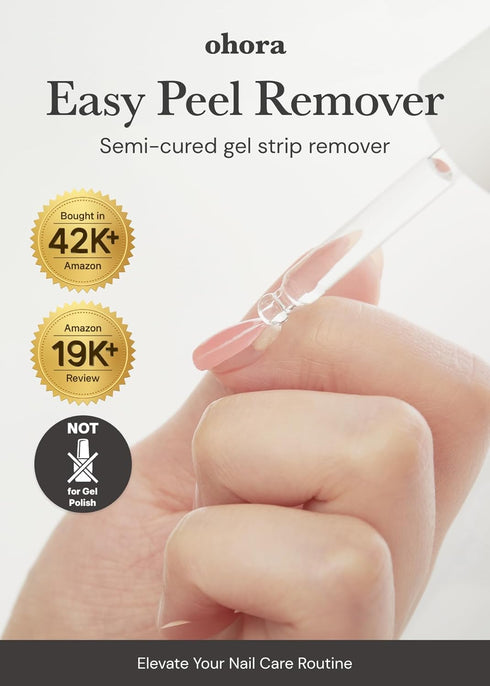 ohora Easy Peel Remover - Semi-Cured Gel Nail Strip Remover with Hygienic Dropper | Non-Drying, Nourishing Formula | Vegan, Cruelty-Free, and Hypoallergenic | Swiftly Removes Gel Strips