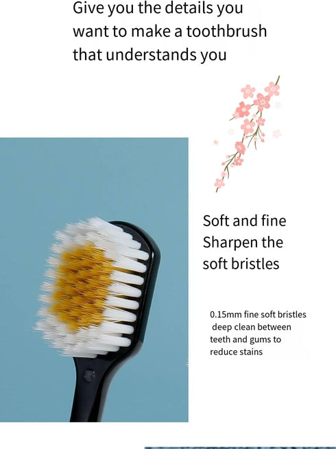 Japanese Soft-bristled Manual Toothbrush Set, Wide-Headed Floss Toothbrush for Adult Care (3 Sets)