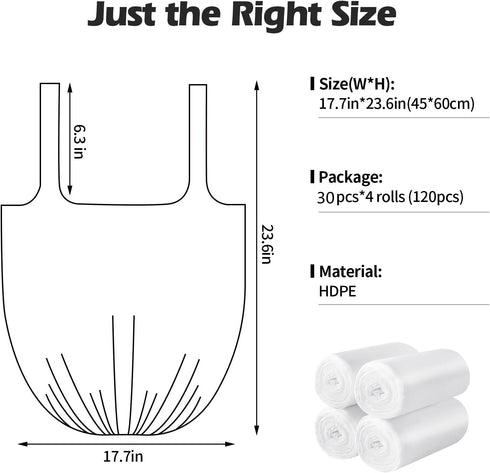 2-4 Gallon Portable Trash Bags, 120 Counts Thickened Small Garbage Bags for Office and Kitchen
