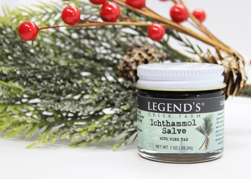 Legend's Creek Farm Herbal Salve - Healing Ointment with 20% Ichthammol Drawing Salve - Natural Balm for Stings, & Splinters - 1Oz Organic Healing Balm Handmade in USA (Ichthammol Pine Tar)