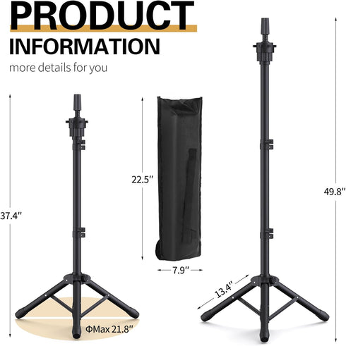 Relx Adjustable Wig Head Stand, Mannequin Tripod for Cosmetology Hairdressing Training