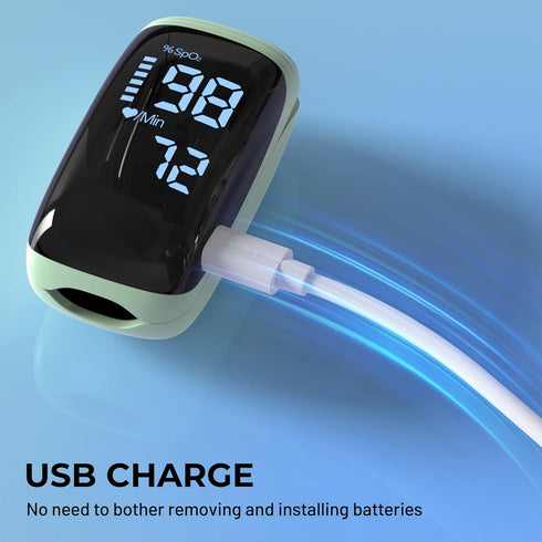 Spo2 Finger Pulse Oximeter, Fingertip Blood Oxygen Saturation with Pulse Monitor Rechargeable, Accurate Reading
