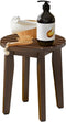 Round 16 Inch Bamboo Waterproof Shower Bathroom Stool Chair, Duty Wooden Bath