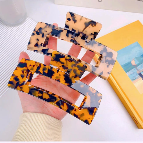 Large Hair Claw Clips Big Cutout Tortoise Shell Celluloid Hair Jaw Clips for Women Ladies