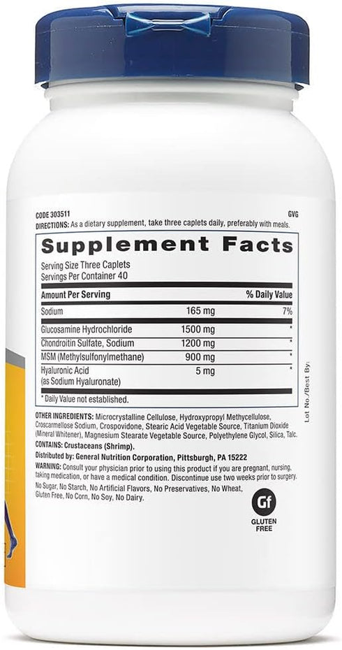 GNC TriFlex Joint, Bone & Cartilage Health Supplement with Glucosamine Chondroitin & MSM - 120 Caplets