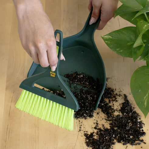 Pine-Sol Mini Dustpan and Brush Set | Portable, Compact Dust Pan and Hand Broom for Cleaning, Green