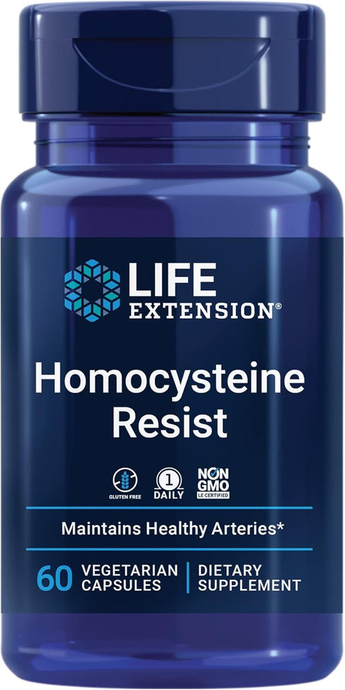 Life Extension Homocysteine Resist, Heart & Brain Cognitive Health Support Supplement, 60 Vegetarian Capsules