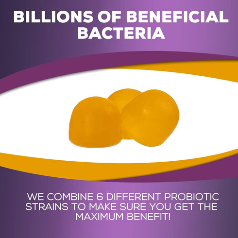 Probiotic Gummies for Digestive Health, 120 Gummies, 5 Billion CFUs, Orange Flavor for Immune Support