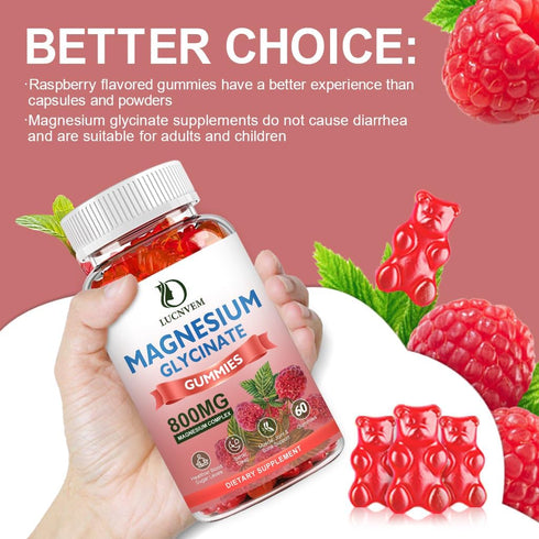 (2 Pack) Sugar Free Magnesium Glycinate Gummies - 500mg Magnesium with Sleep & Calm Support, 120 Raspberry Gummies
