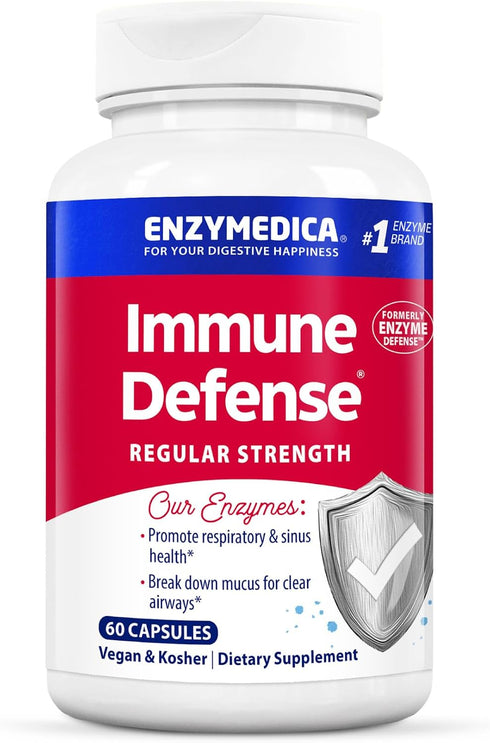 Enzymedica Immune Defense Regular Strength Caps - Proteolytic Enzyme Supplement for Men