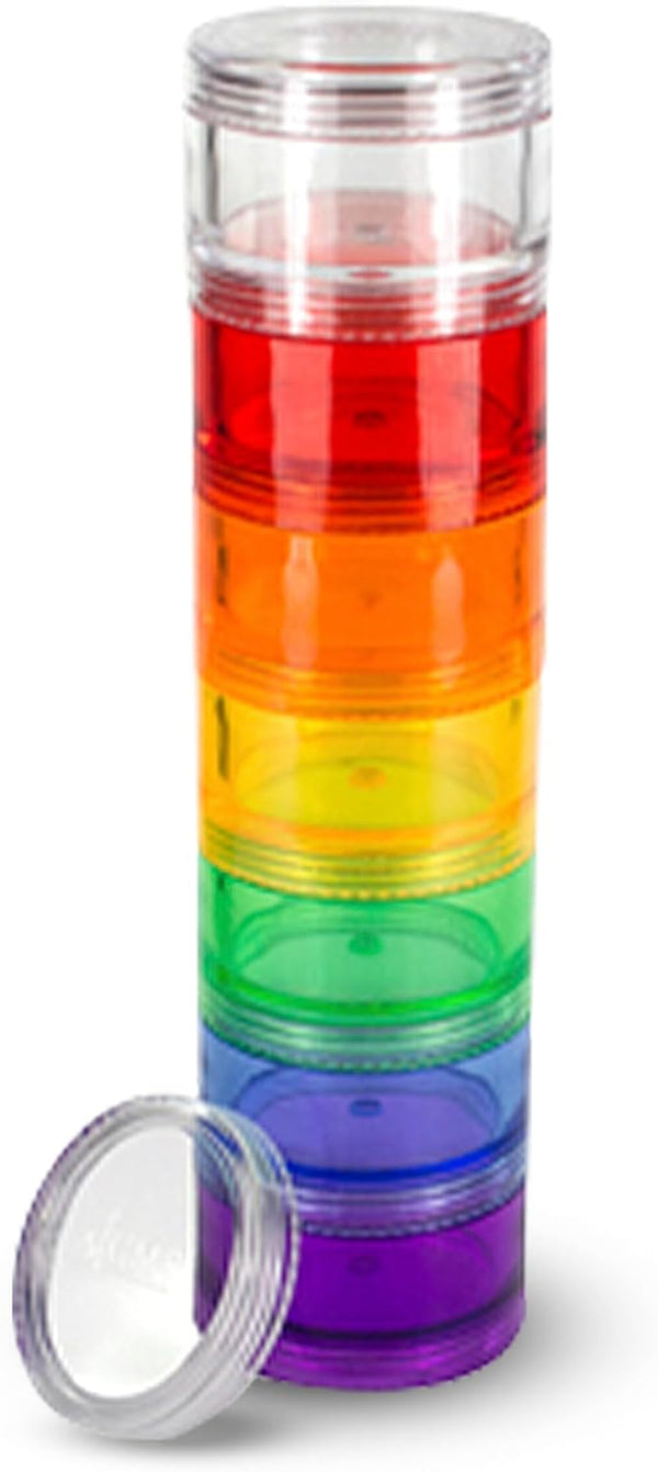 7 Day Medicine Pill Organizer - Stackable Pill Box for Small Tablets & Vitamin Supplements, Medium, Rainbow