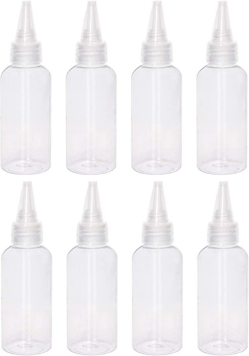 PENTA ANGEL 2oz Plastic Squeeze Bottles, 8Pcs Small Clear Empty Squirt Bottles for Paint, Art, Lotion, Crafts