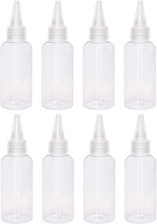 PENTA ANGEL 2oz Plastic Squeeze Bottles, 8Pcs Small Clear Empty Squirt Bottles for Paint, Art, Lotion, Crafts
