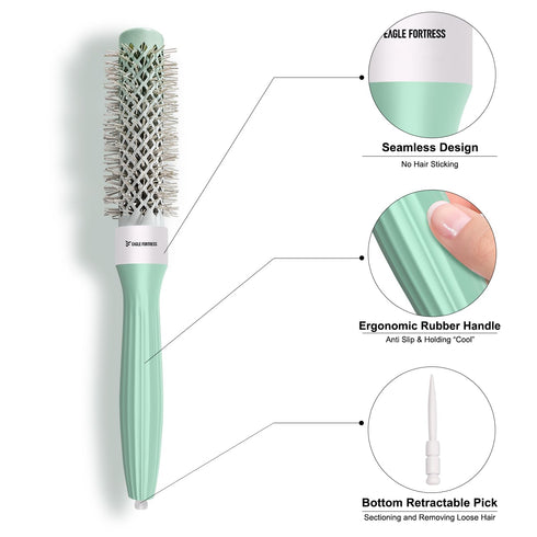 Professional Round Hair Brush for Blow Drying, Ceramic + Ionic Round Brush for Bangs, Blowout, Styling (0.98in)
