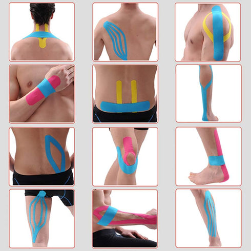 3 Pack Kinesiology Tape, Water Resistant Muscle Support Adhesive Sport Tape for Pain Relief, Latex Free Cotton Athletic