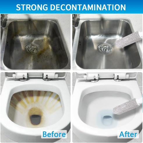 Pumice Stone for Toilet Bowl Cleaning, 2 Piece Pumice Stick with Handle, Cleans Away Limescale, Hard Water Rings