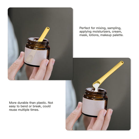Tekson Metal Cosmetic Skincare Spatula, Mini Reusable Scoop for Cream, Lotions, Moisturizers (Rose Gold, Gold, Silver)