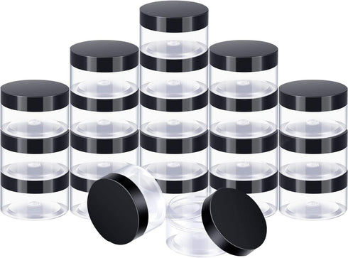 SATINIOR 24 Pieces Empty Clear Plastic Jars - Round Storage Containers with Lids for Beauty Products and Crafts