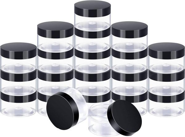 SATINIOR 24 Pieces Empty Clear Plastic Jars - Round Storage Containers with Lids for Beauty Products and Crafts