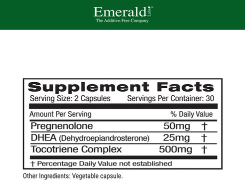 EMERALD LABS Pregnenolone 50mg with DHEA 25mg, Premium Wellness Supplement, 60 Capsules