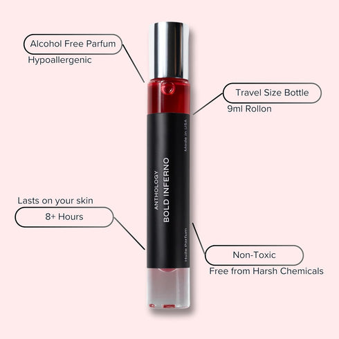 ANTHOLOGY Bold Inferno Roll on Perfume Oil, 0.3 oz - Alcohol Free Travel Fragrance