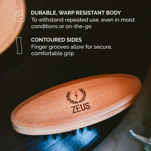 ZEUS Pocket Beard & Mustache Brush for Men, Travel Size Grooming Tool, Firm Boar Hair Bristles
