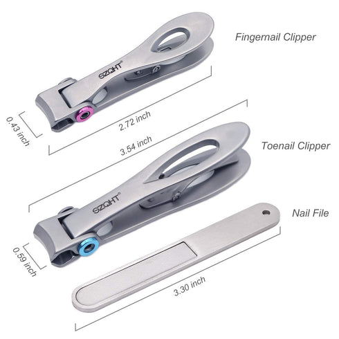 SZQHT Extra Wide Jaw Opening Nail Clippers - Thick Nails Cutter for Ingrown Toenail & Fingernails Manicure Set