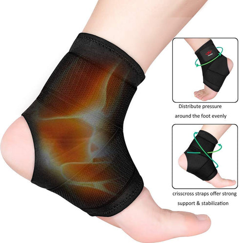 Vinaco Ankle Brace - 2 Pack Breathable Ankle Support for Sprained Ankle, Adjustable Wrap for Men & Women