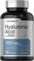 Horbaach Hyaluronic Acid with MSM 1000 mg | 120 Capsules | Non-GMO, Gluten Free, Bioavailable Formula