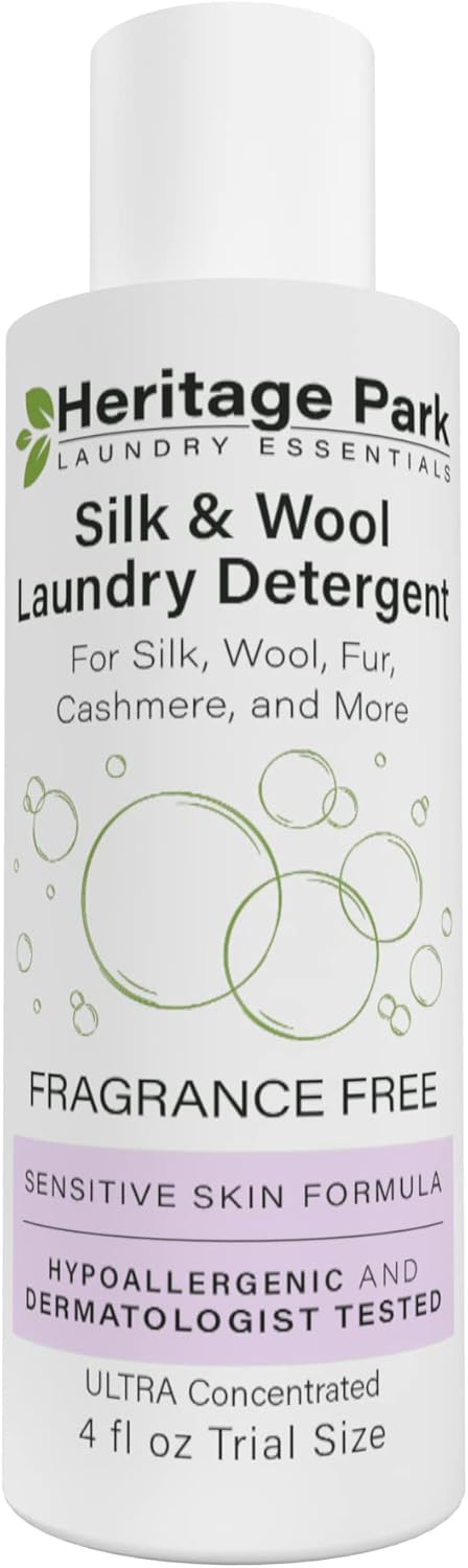 Heritage Park Silk & Wool Fragrance Free Laundry Detergent, Hypoallergenic, pH-Neutral, 4 fl oz Trial Size