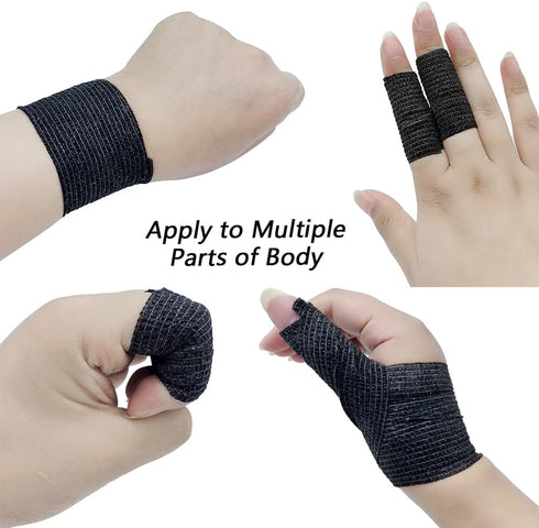 Nirvikalpa 12 Pack 2 Inches 5 (12 Count) Self Adhesive Bandage Wrap X Yards Black Athletic Tape Non-Woven Breathable