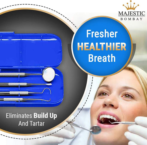 Dental Hygiene Tool Set, Stainless Steel Dental Kit with Tooth Pick, Mouth Mirror, Tarter Scraper, and Protective Case