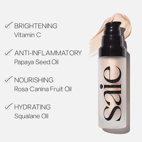 Saie Mini Glowy Super Gel Lightweight Illuminator, Luminizer + Makeup Primer for Glowing Skin, Starglow (0.5 oz)