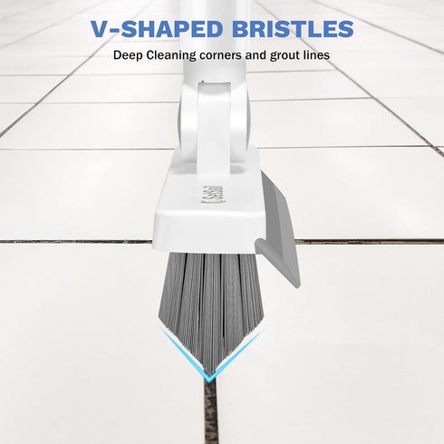 SetSail Grout Cleaner Brush with Long Handle, V-Shaped Floor Scrub Brush Swivel Grout Brush Stiff Bristle Floor Grout