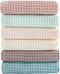 6 Pack Waffle Weave Dish Cloths - 13x13 Inch 100% Cotton Kitchen Towels for Washing Dishes (Mixed Colors)