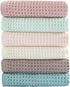6 Pack Waffle Weave Dish Cloths - 13x13 Inch 100% Cotton Kitchen Towels for Washing Dishes (Mixed Colors)