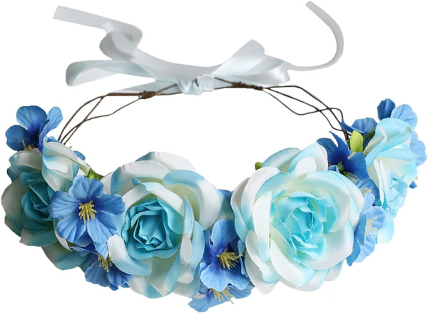 Vivivalue Floral Crown Flower Garland Headband, Floral Headpiece Halo for Wedding Party Photos