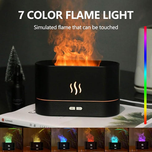 ZSETG Flame,180ML Capacity,7 Aromatherapy Air Humidifier With Water Tank Color Ambient Light,Shut-Off