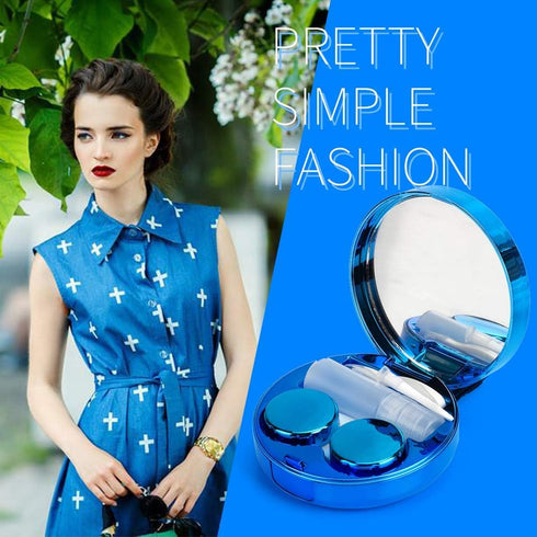 Contact Lens Case, Bling Constellations Travel Kit with Tweezers, Remover Tool, Mirror & Solution Bottle (Blue)
