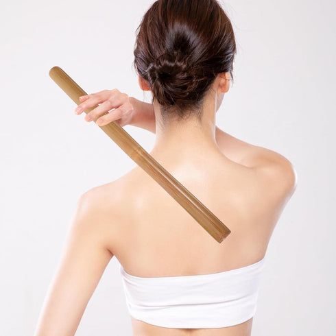 HAMPPLIES Massage Stick for Deep Tissue Muscle Relief Natural Material Ergonomic Design for Back Neck Shoulder Therapy