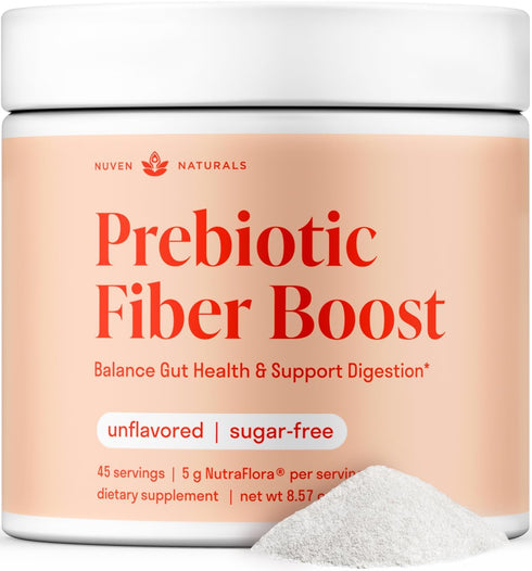 Prebiotic Fiber Powder - Unflavored & Sugar Free | 45 Servings Organic Soluble Fiber Supplement for Gut Health
